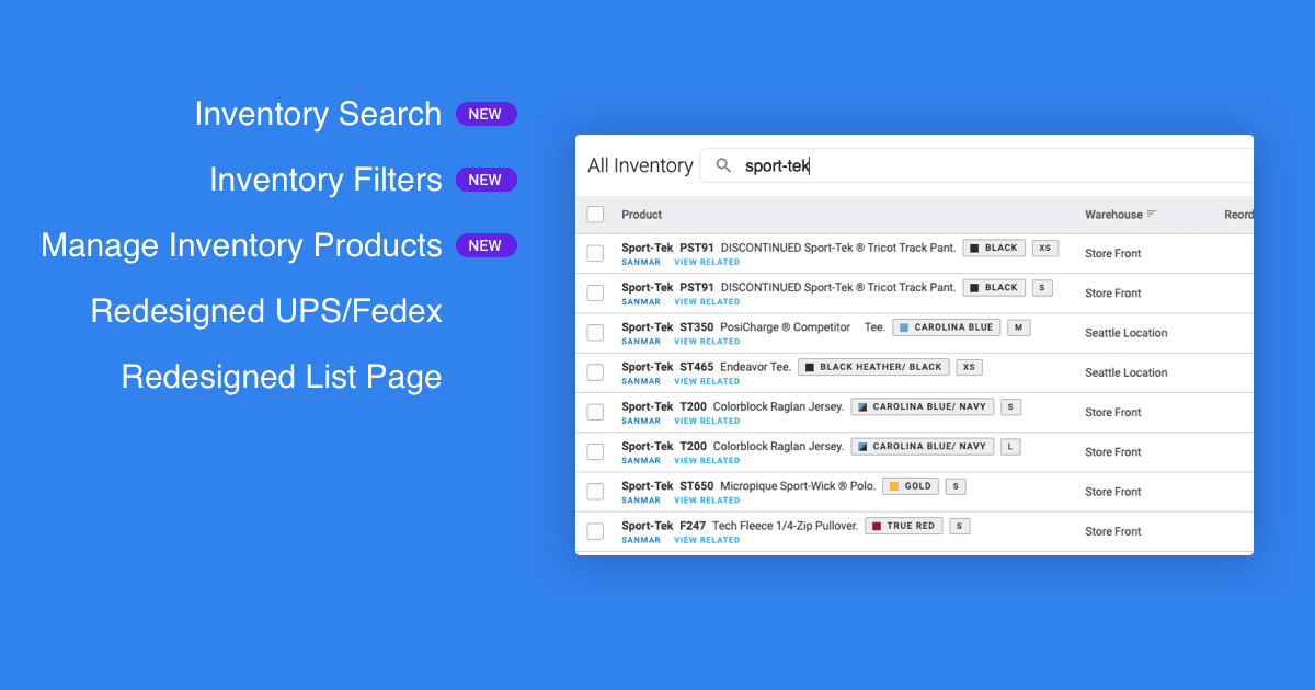 New Inventory Features, Redesigned Shipping & Redesigned List Page