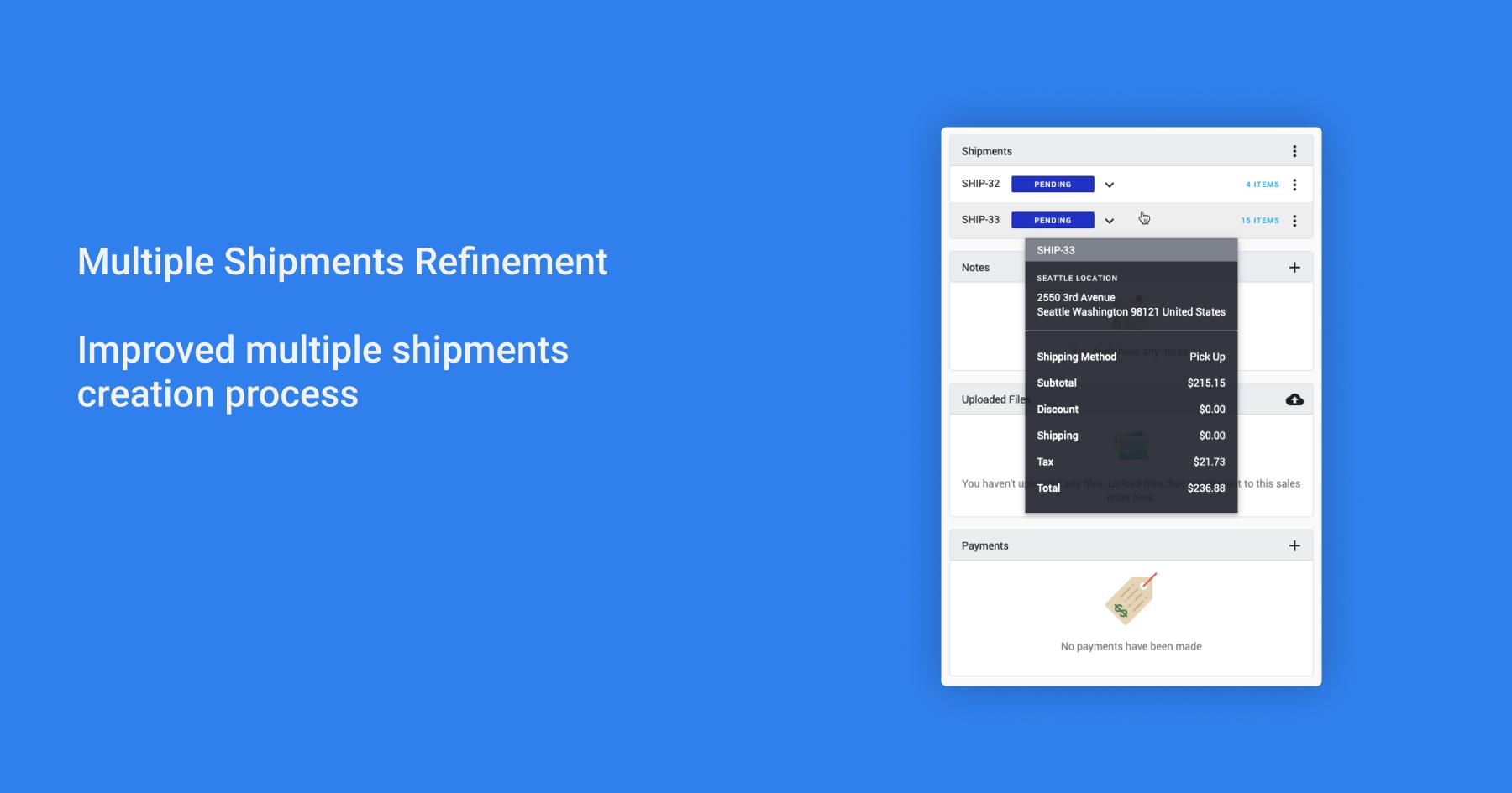 Multiple Shipment Workflow Enhancements