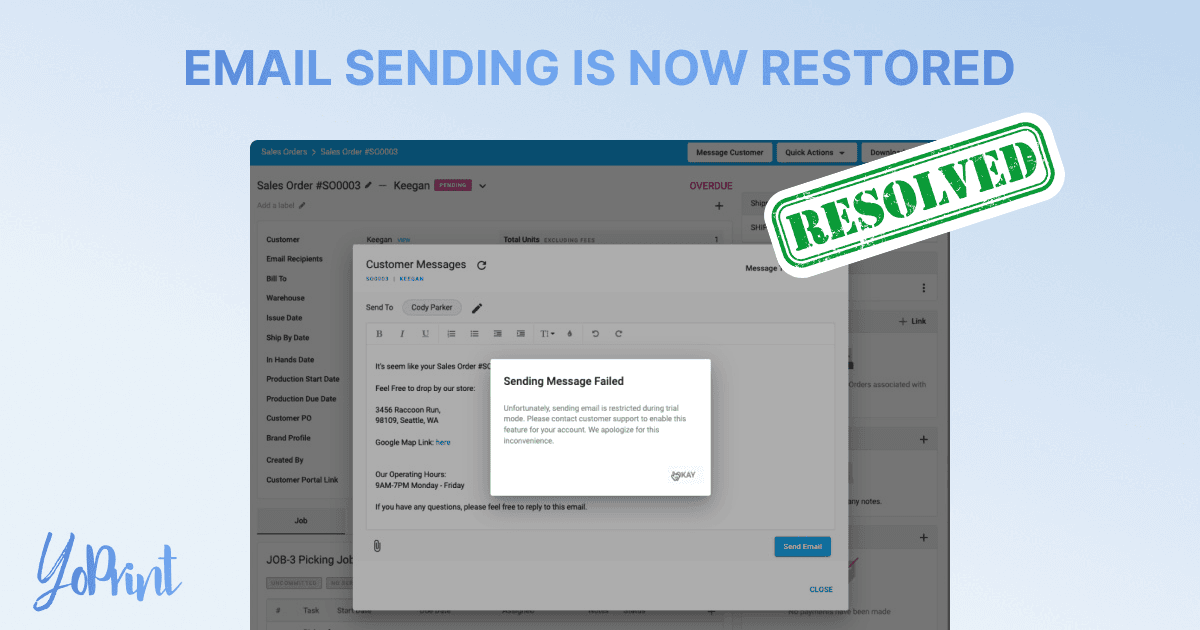 Email Sending is Now Restored [Resolved]
