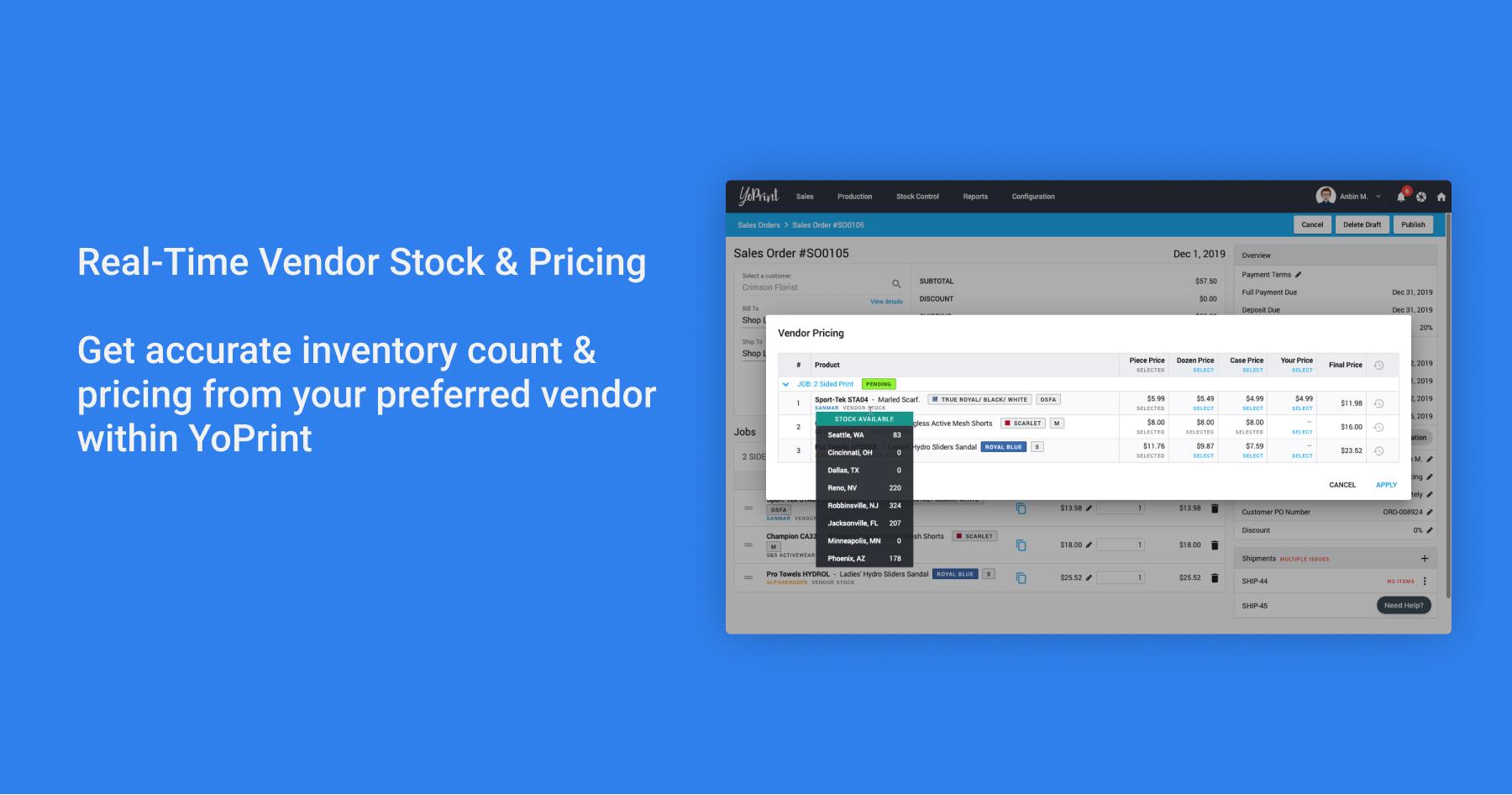 Real-time Vendor Stock & Pricing
