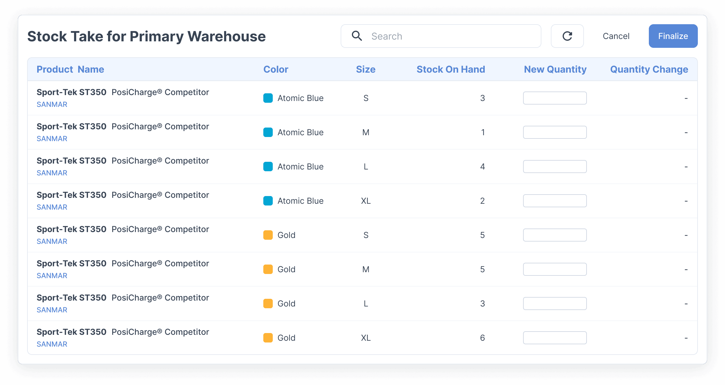 A Page with Stock lists